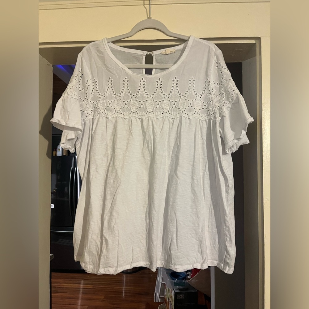 White Eyelet Top